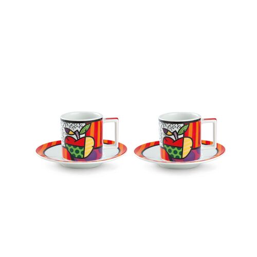 SET 2 ESPRESSO CUPS WITH SAUCERS BRITTO APPLE ML.90