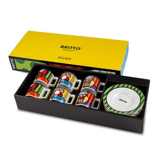 SET 6 ESPRESSO CUPS WITH SAUCERS BRITTO ML.90