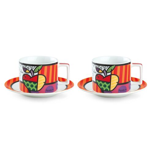 SET 2 CAPPUCCINO CUPS WITH SAUCERS BRITTO APPLE  ML.220