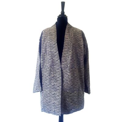 Giacca kimono in cotone indaco giapponese Waves