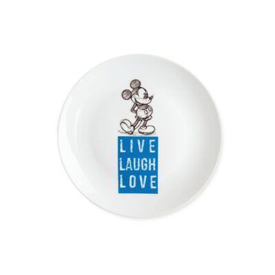 CAKE PLATE MICKEY LIVE LAUGH LOVE BLUE D.19