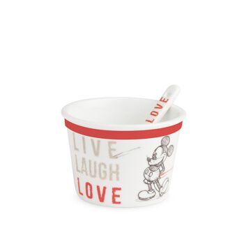 TASSE À GLACE AVEC CUILLÈRE MICKEY LIVE LAUGH LOVE ROUGE M.250 D.9 1