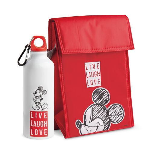 SET COOLER BAG AND FLASK MICKEY LIVE LAUGH LOVE RED