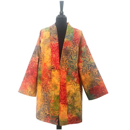 Veste kimono en coton batik Prisme orange
