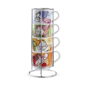 SET 4 TASSES ESPRESSO EMPILABLES 7 NAINS + METALRACK ML 80