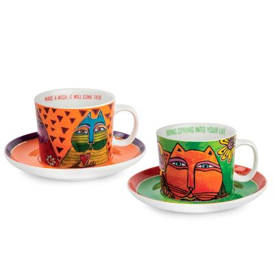 SET 2 CAPPUCCINO CUPS GREEN/ORANGE