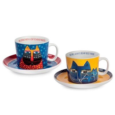 SET 2 CAPPUCCINO CUPS BLUE/YELLOW