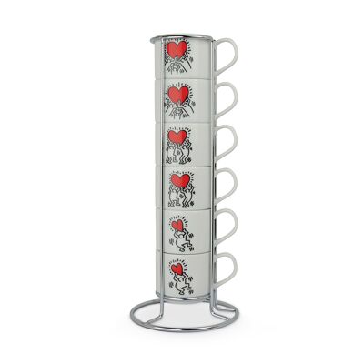 SET 6 COFFEE CUPS STACKABLE K.HARING+METALRACK