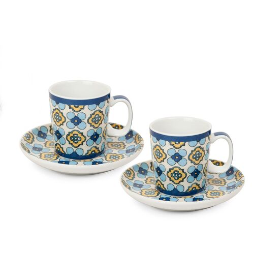 SET 2 COFFEE CUPS WITH SAUCER BLUE MAJORICA