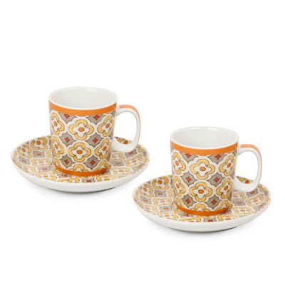 SET 2 COFFEE CUPS WITH SAUCER MUSTARD MAJORICA