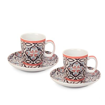 SET 2 COFFEE CUPS WITH SAUCER CORAL MAJORICA