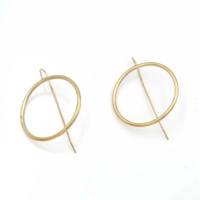 Brass earring hoop, long hook approx. 3.8 cm