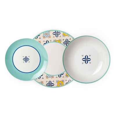 SET 3 PLATES MAJORICA TURQUOISE