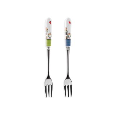 SET TWO DESSERT FORKS BLUE