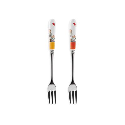 SET TWO DESSERT FORKS RED