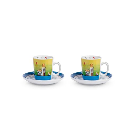 2 COFFEE CUP SET LE CASETTE BLUE ML.100