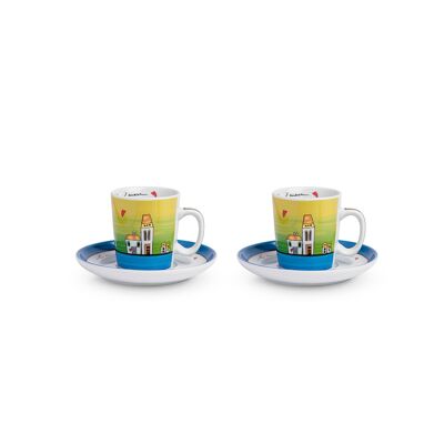 2 COFFEE CUP SET LE CASETTE BLUE ML.100