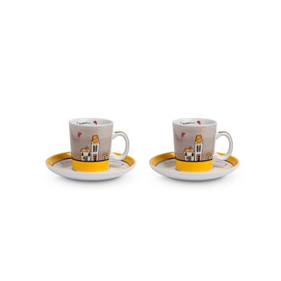 2 COFFEE CUP SET LE CASETTE YELLOW ML.340