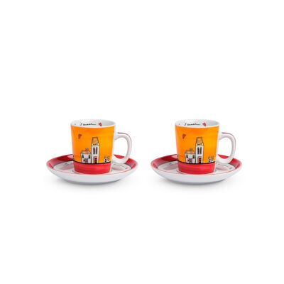 2 COFFEE CUP SET LE CASETTE RED ML.100