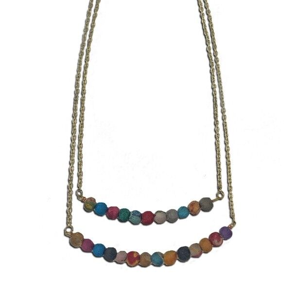 Kantha Double Strand Simple Necklace