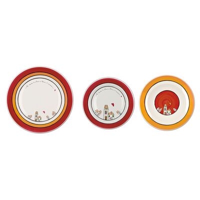 SET 3 PLATES RED LE CASETTE