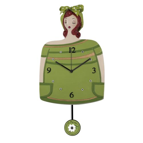 PENDULUM CLOCK LE PUPAZZE GREEN CM. 20X30