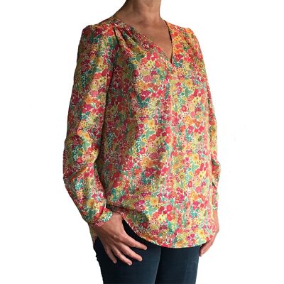Liberty® cotton blouse long sleeves red