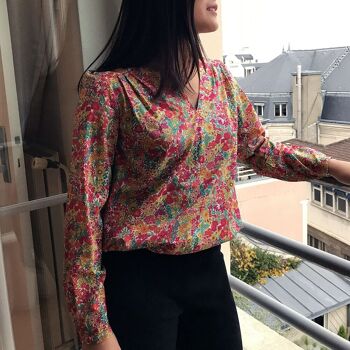 Blouse en coton Liberty® manches longues rouge 2