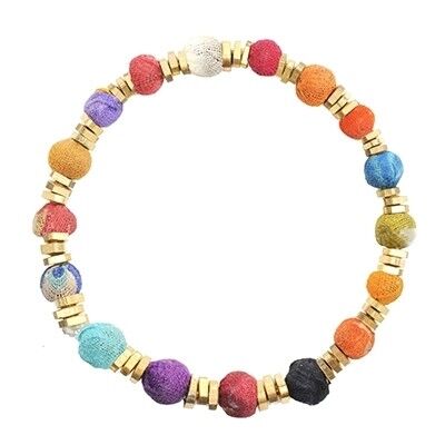 Braccialetto a blocchi Kantha