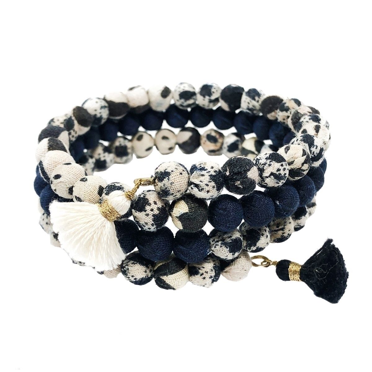 Braccialetto a fascia indaco Kantha