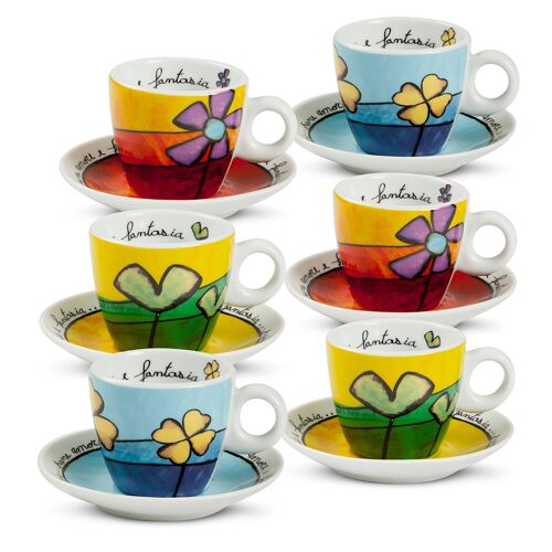 SET 6 COFFEE CUPS WITH 6 SAUCERS