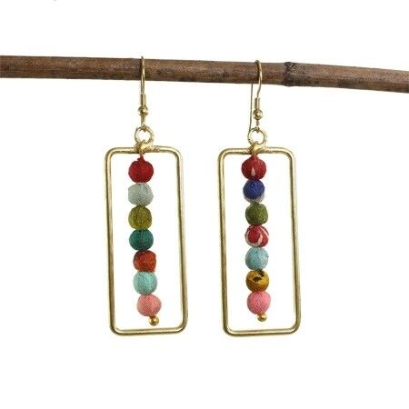 Orecchino Kantha, con cornice