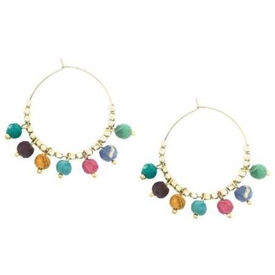 Boucle d'oreille Kantha Dotted Hoop