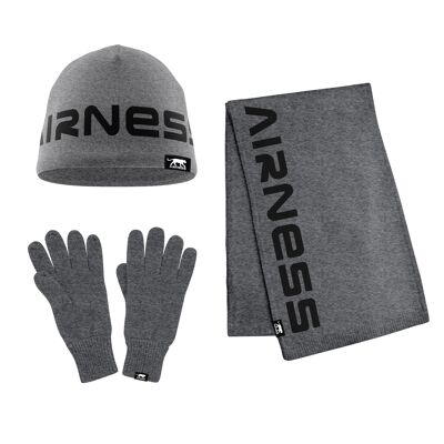 GRAY HAT / SCARF / GLOVES SET