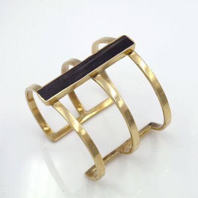 Brass bracelet trio with horn