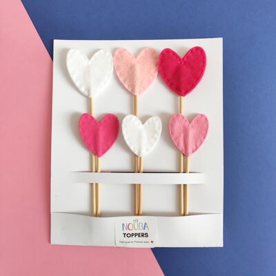 Topper a cuore (set di 6)