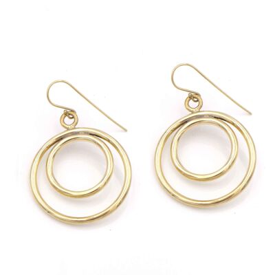 Brass earring double circle