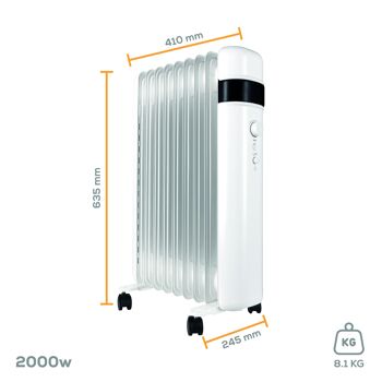 TCP Smart WiFi Radiateur Autoportant à Huile 9 Ailettes Blanc 2000w 4