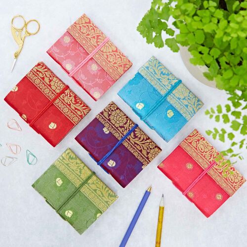 Mini Sari Fabric Notebook