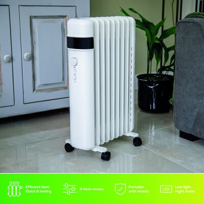 TCP Smart WiFi Portable Free-Standing Oil 11 Finned Radiator White 2500w