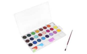 JOVI - Kit de Acuarela con Pincel, 24 pastillas de 22 mm, Colores Brillantes e Intensos 3