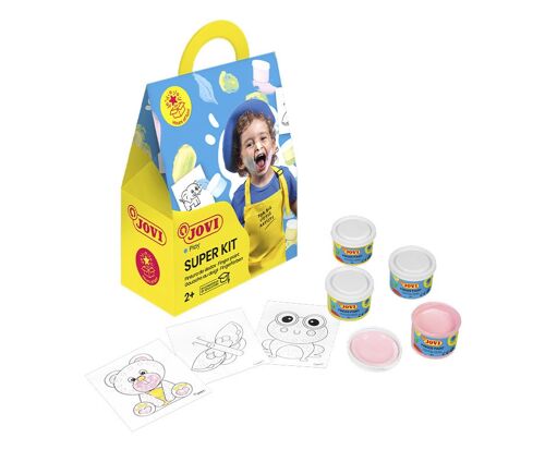 JOVI - SUPER KIT de Regalo Finger Paint, 4 botes de finger paint de 35 ml + 20 plantillas