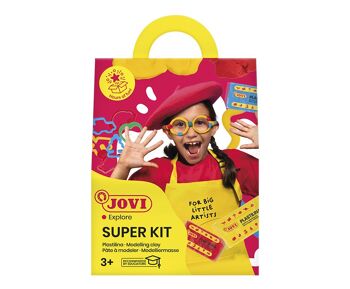 JOVI - SUPER KIT de regalo de plastilina, 3 x 50g + 6 moldes + 1 rodillo 2