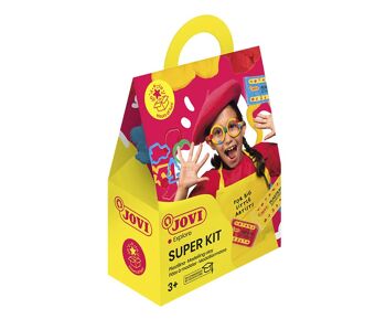 JOVI - SUPER KIT de regalo de plastilina, 3 x 50g + 6 moldes + 1 rodillo 3