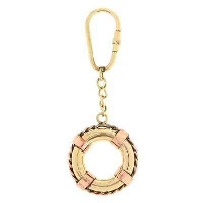 Brass Round Life Saver Ring Buoy Keychain