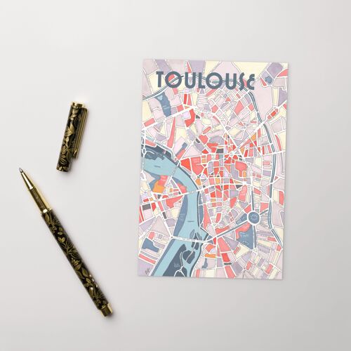 Carte postale illustrée Plan de TOULOUSE