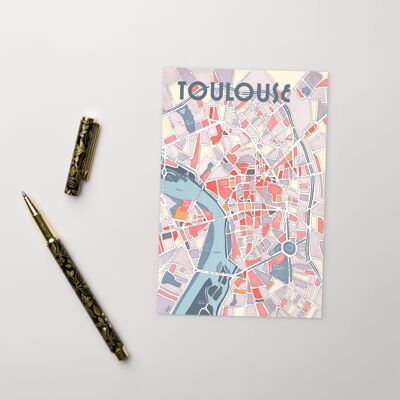 Illustrated postcard Map of TOULOUSE
