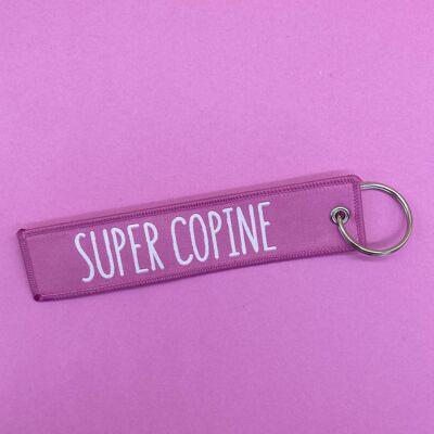 Porte-clés lanière tissé Super Copine