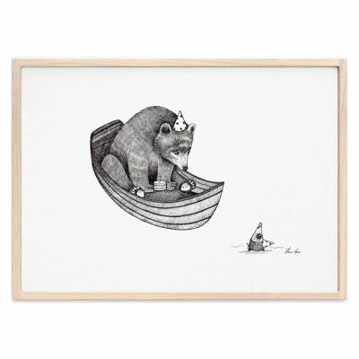 Stampa artistica [carta per belle arti] - compleanno dell'orso - A4