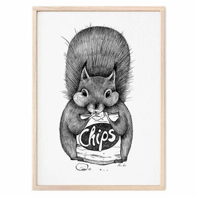 Kunstdruck [Fine Art Papier]  - Chipseichhörnchen - A3
